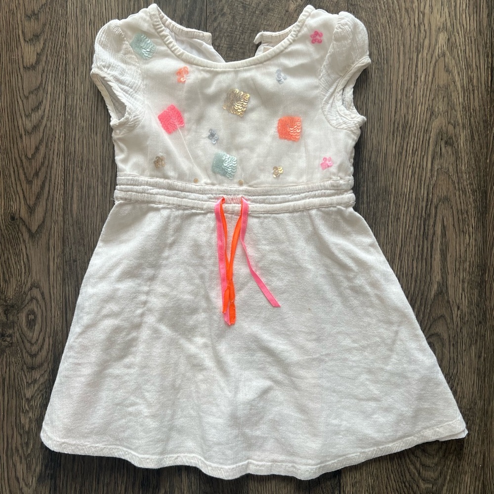 Billieblush Size 2 Cream Dress with Sequin Pattern and Tie
